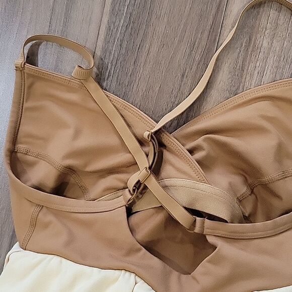 Free People Movement Cream Off-Shoulder Top Camel Shortsie One Piece Playsuit XS - Picture 5 of 8